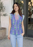 THML Sonya Short Sleeve Floral Pattern V Neck Top