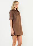Kylie Short Sleeve Brown Suede THML Dress