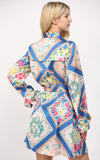 Leslie Blue Scarf Print Tie FATE Dress