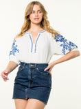 Sarah Floral Embroidered Sleeve THML Top