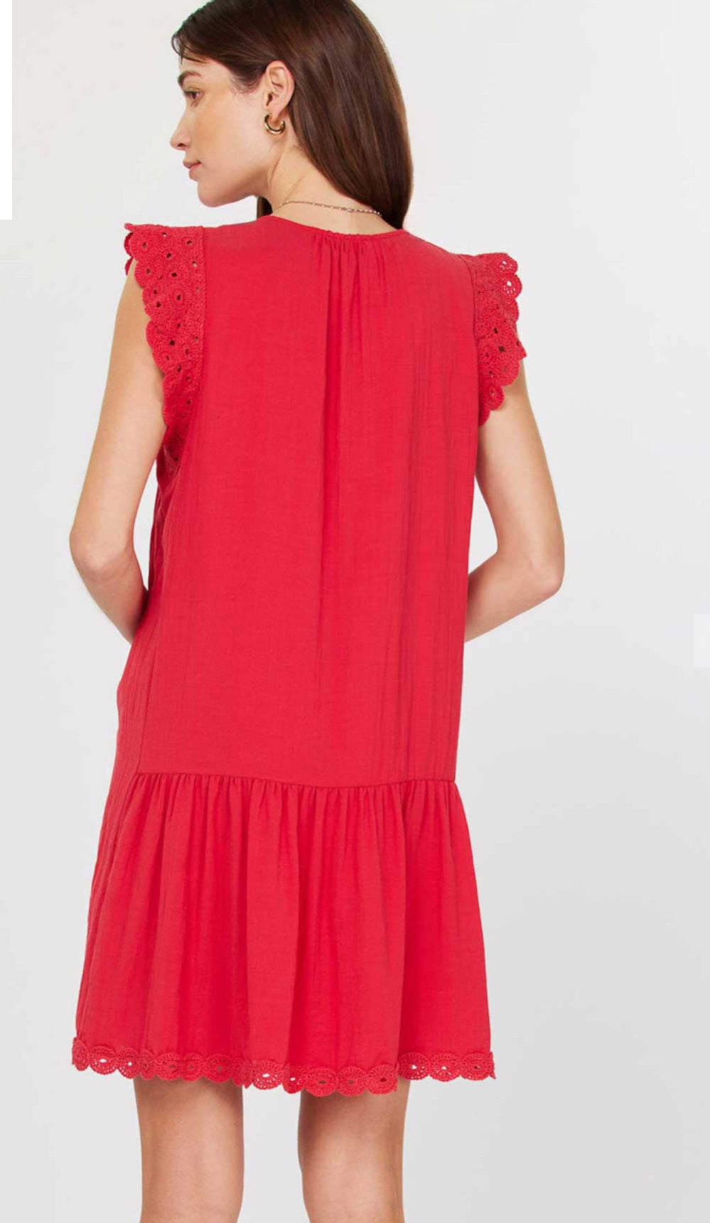 strapless open back dress Norina Deep Red Satin Maxi Dress With Long Sleeves