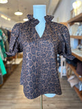 Louisa Short Sleeve Cheetah Print THML Top