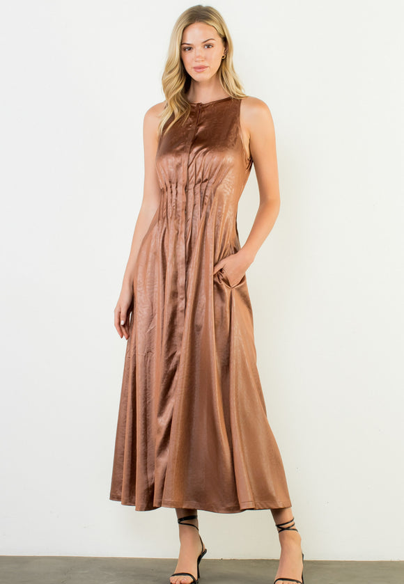 Chelsea Sleeveless Button Maxi THML Dress