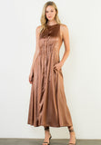 Chelsea Sleeveless Button Maxi THML Dress