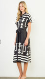 Miriam Short Sleeve Print Button Up THML Dress