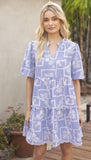 Serena Blue Embroidered Tiered VOY Dress