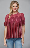 Marjorie Lace Detail Velvet Babydoll FATE Top