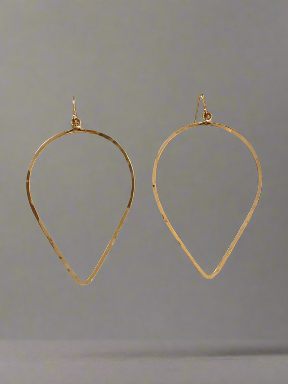 Bella Hammered Gold Baseball Oval Earrings