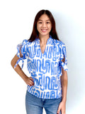 THML Isabel Abstract Pattern Top with Sleeve Tie