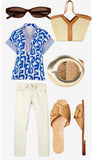 THML Gabrielle Short Sleeves Abstract Pattern Top