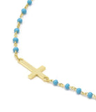 Cross Dainty Turquoise Beads Bracelet