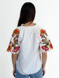 Lucy Embroidered Detail Puff Sleeve Corduroy THML Top