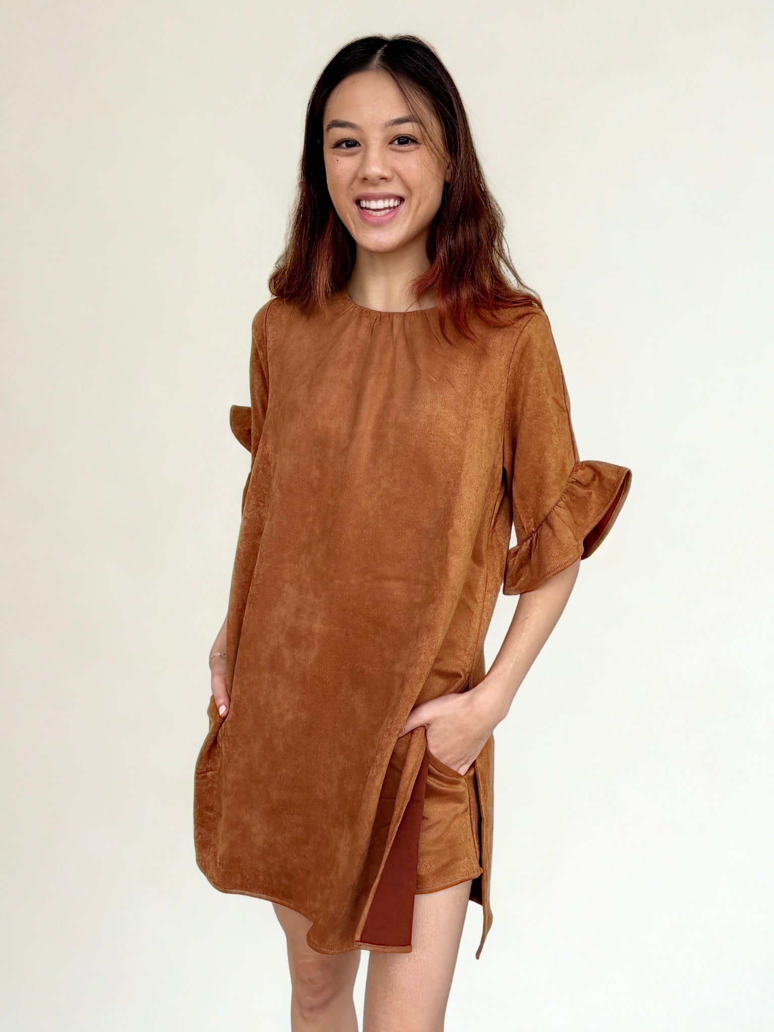 THML Isadora Short Sleeve Suede Romper Dress-SALE M THML Isadora Short Sleeve Suede Romper Dress-SALE M