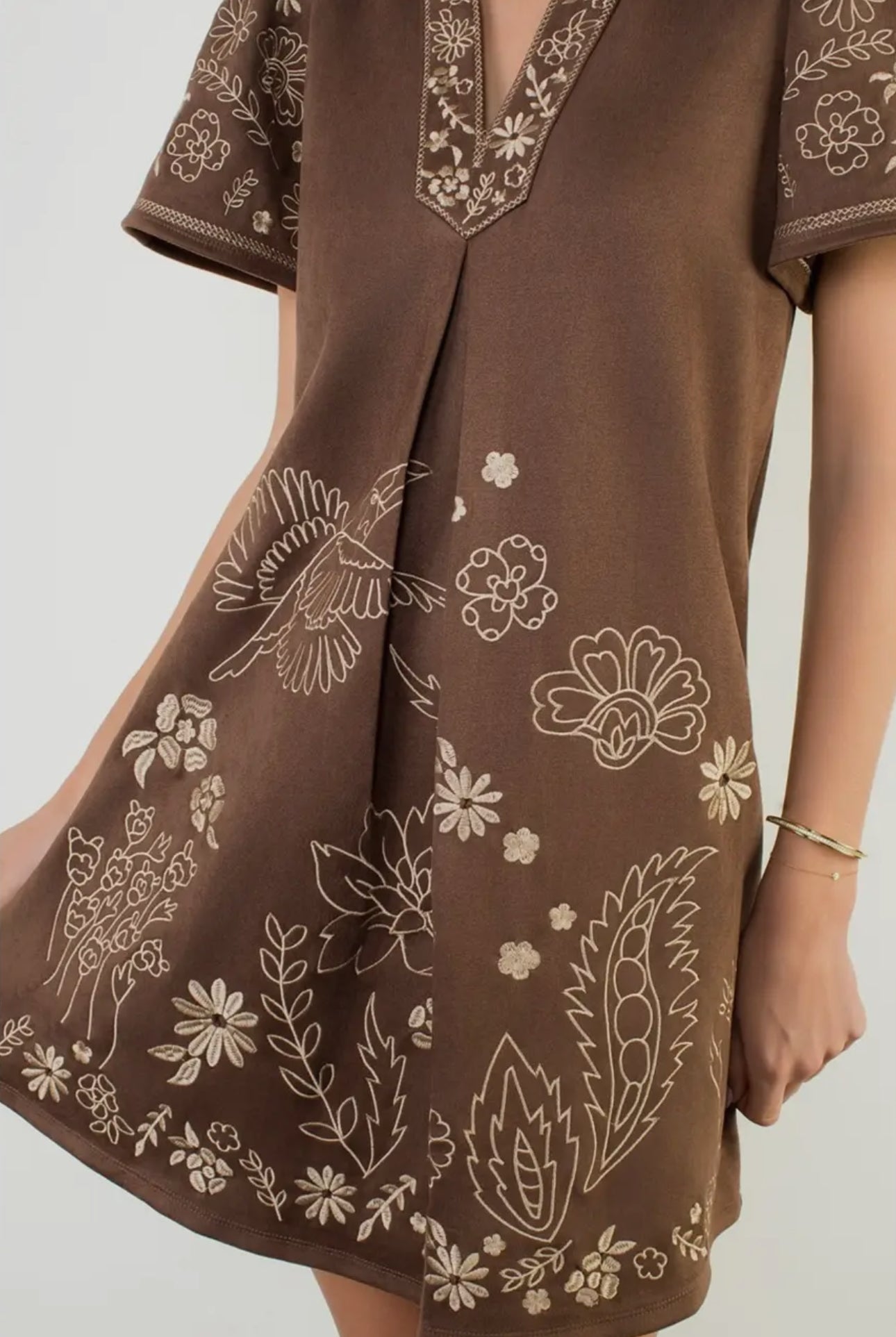 thml faye embroidered dress Vanessa Short Sleeve Detailed Dress- SALE S Rush Order:No Rush Sleeve Length Brown Suits sw6.elbenwald.de/media/22/ac/83/1708559741/E108107...