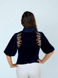 Willow Puff Sleeve Velvet Embroidered THML Top