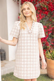 Marcia Houndstooth Velvet Ruffle VOY Dress