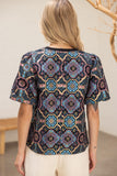Alexis Puff Sleeve Mandala Jacquard VOY Top