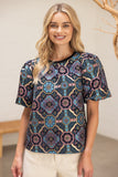 Alexis Puff Sleeve Mandala Jacquard VOY Top