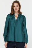 Kendall Round Split Neck Long Sleeve Current Air Blouse