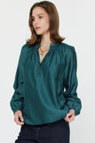 Kendall Round Split Neck Long Sleeve Current Air Blouse