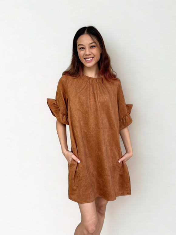 Isadora Short Sleeve Suede Romper THML Dress
