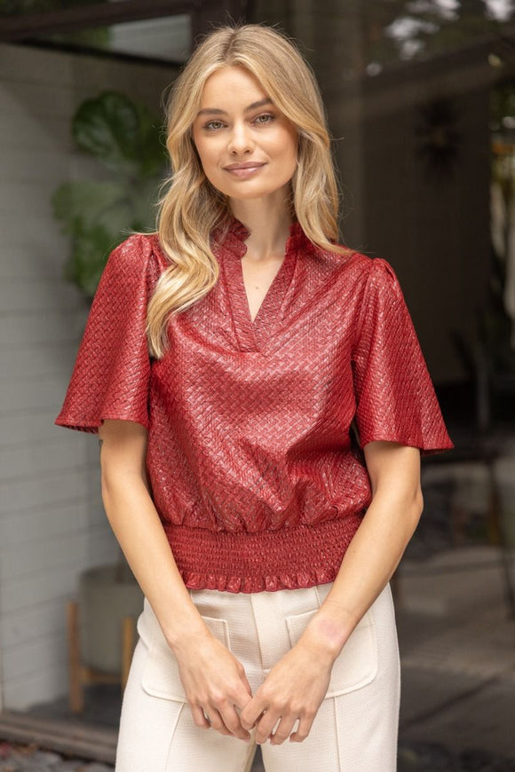 Julian Smocked Hem and Solid Texture VOY Top