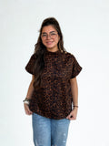 Brigitte Short Sleeve Cheetah Suede THML Top