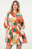 Amy Puff Sleeve Multi Color THML Dress