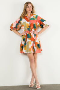 Amy Puff Sleeve Multi Color THML Dress