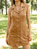 Gracie Sleeveless  Suede Button Down Skies are Blue Dress