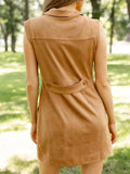 Gracie Sleeveless  Suede Button Down Skies are Blue Dress