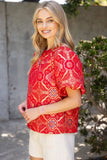 Valerie Puff Sleeve Mandala Jacquard VOY Top