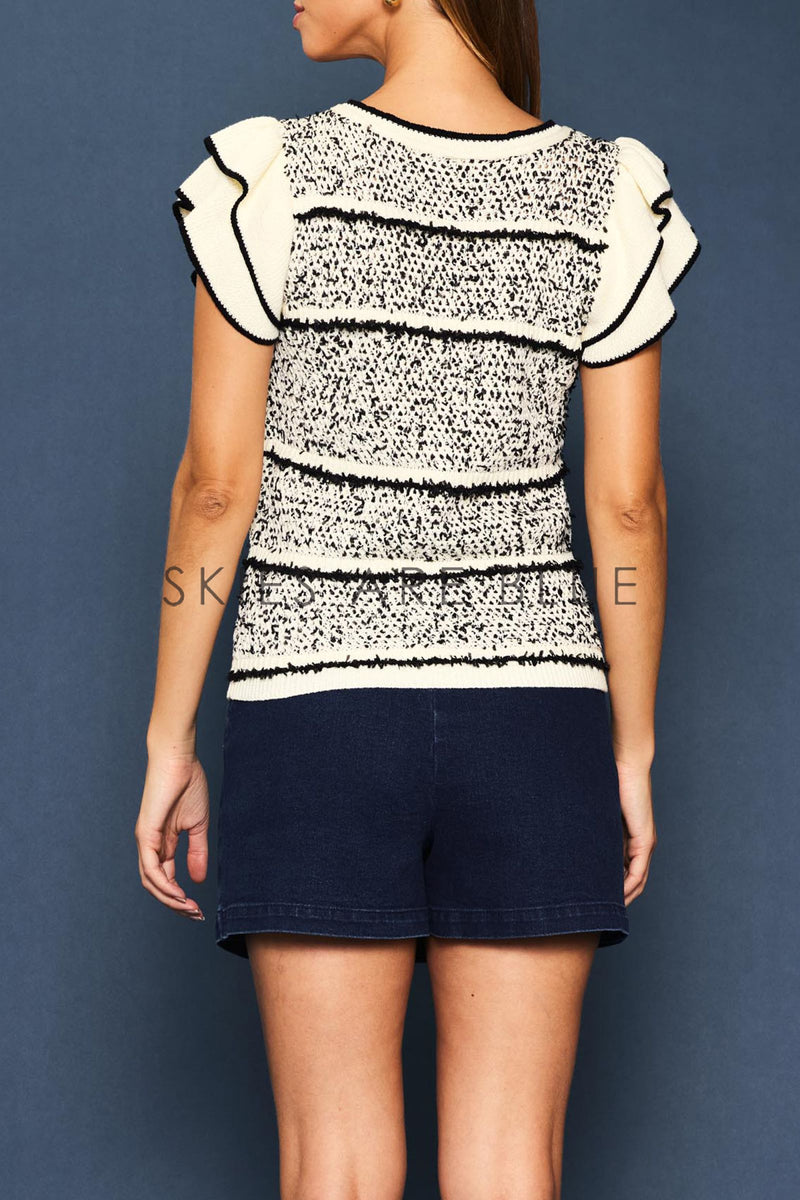 Emilia Ruffle Sleeve Knit Skies are Blue Top- SALE – Fig Tree Jewelry ...