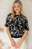 Viviana Floral Sequin Embroidered Velvet VOY Top