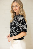 Viviana Floral Sequin Embroidered Velvet VOY Top
