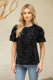 Juliana Lace Bubble Sleeve Velvet Jacquard VOY Top
