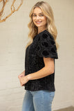 Juliana Lace Bubble Sleeve Velvet Jacquard VOY Top