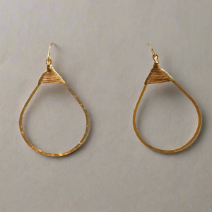 Bella Pear Wired Hammered Gold Earrings