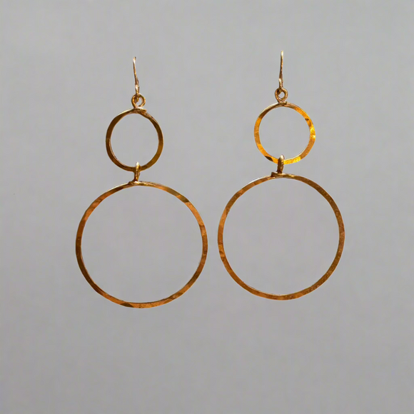 Bella Gold Stacked Circle Drop Earrings