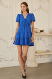 Constance Twisted Front Faux Suede Skies are Blue Dress