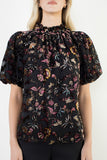 Eleonor Puff Sleeve Velvet Detailed THML Top