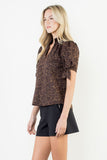 Louisa Short Sleeve Cheetah Print THML Top