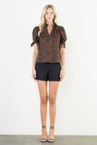 Louisa Short Sleeve Cheetah Print THML Top