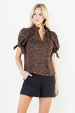 Louisa Short Sleeve Cheetah Print THML Top