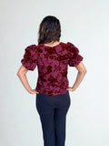 Linda Puff Sleeve Velvet Detailed THML Top