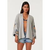 Camellia Floral Embroidered Long Sleeve Lovestitch Kimono Top