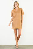 THML Margot Solid Suede Short Dress