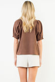 Lucille Puff Sleeve Embroidered Detail THML Top