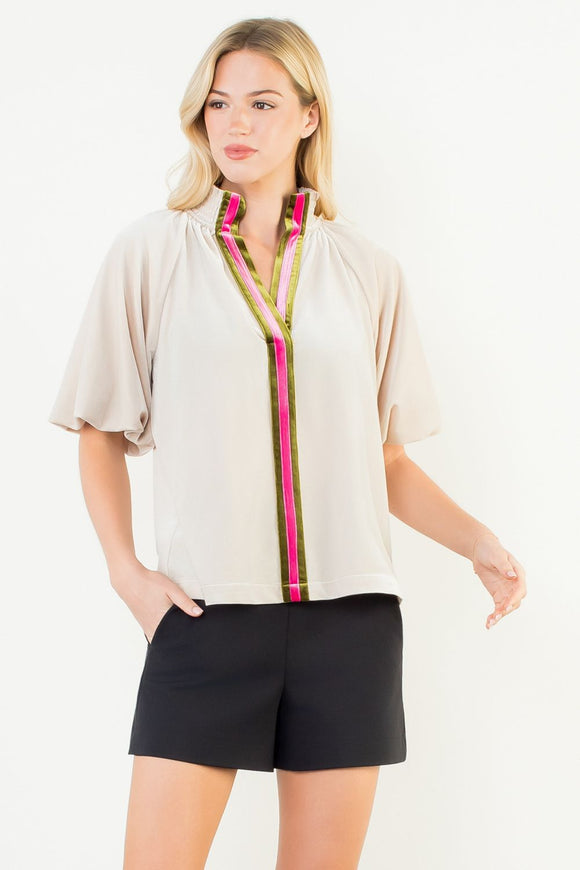 Jianna Puff Sleeve Suede THML Top