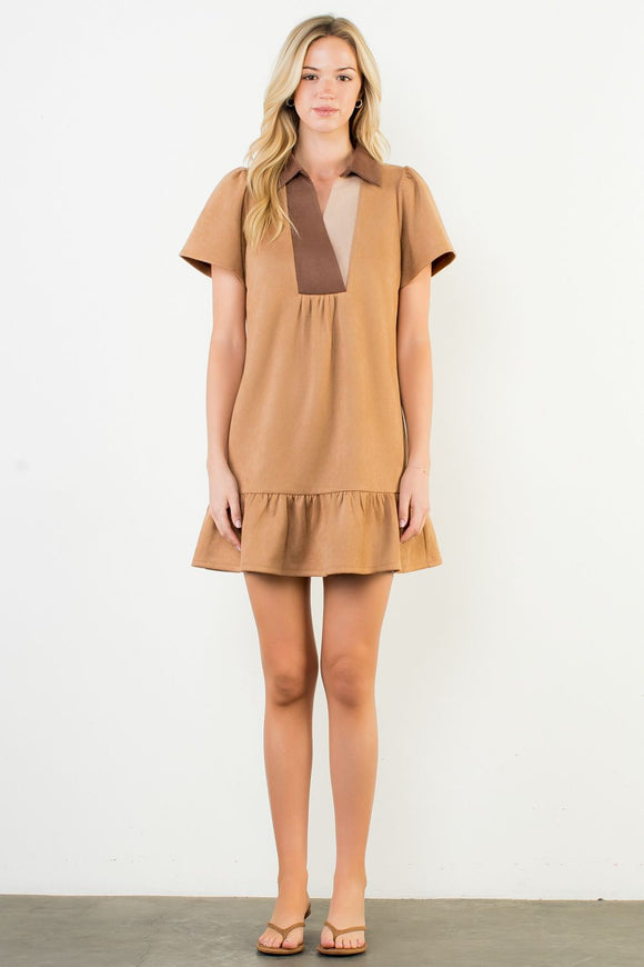 Grace Short Sleeve Suede THML Dress